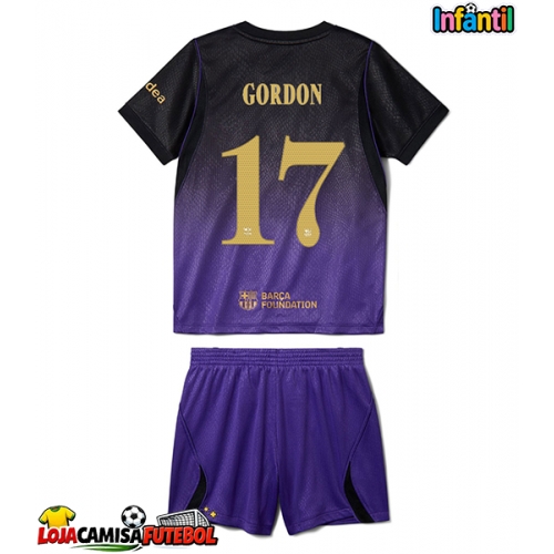 Camisa de Futebol Barcelona Anthony Gordon #17 Equipamento Secundário Infantil 2026-27 Manga Curta (+ Calças curtas)